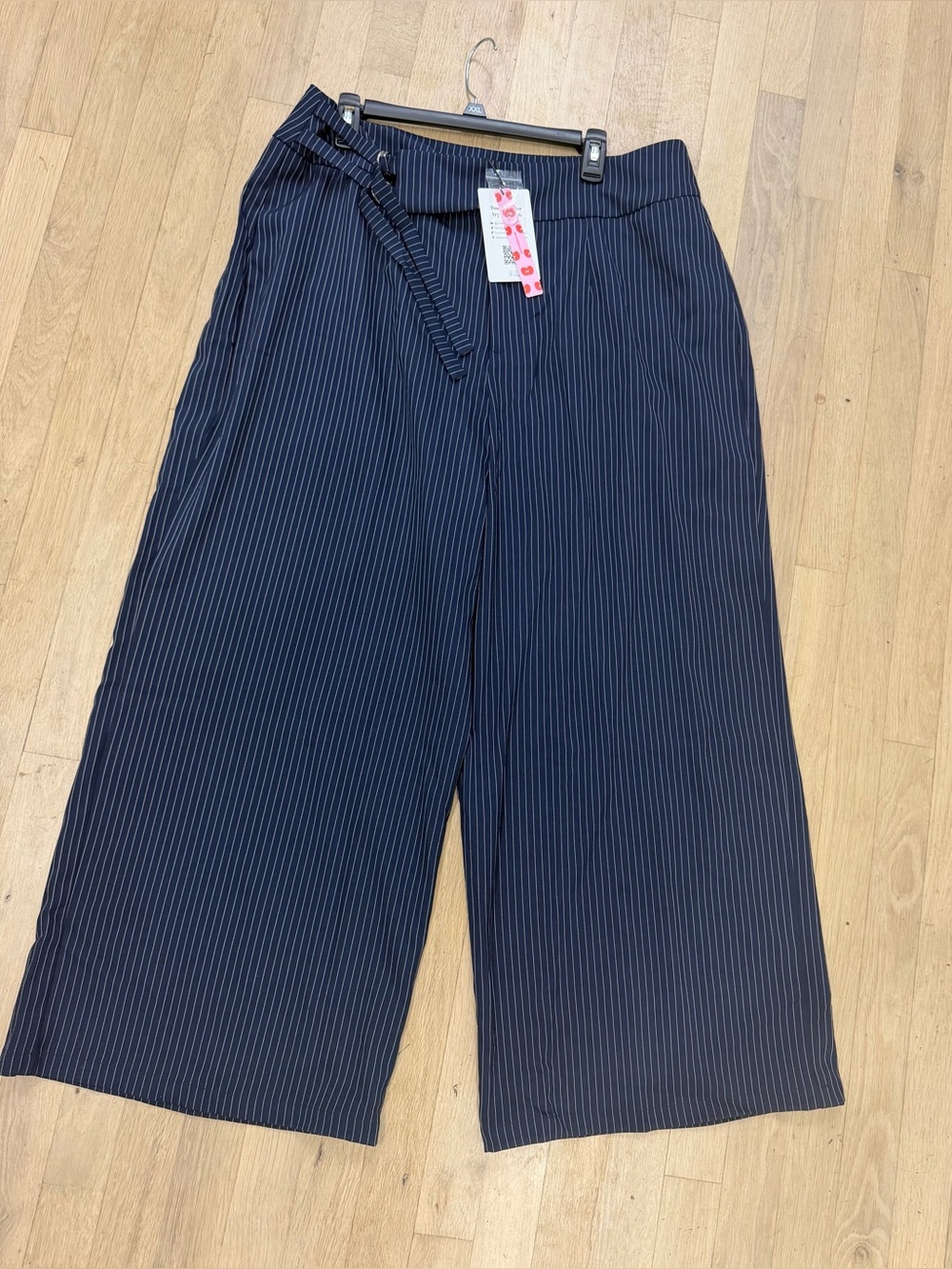Cider Navy Pinstripe Wide-Leg Pants